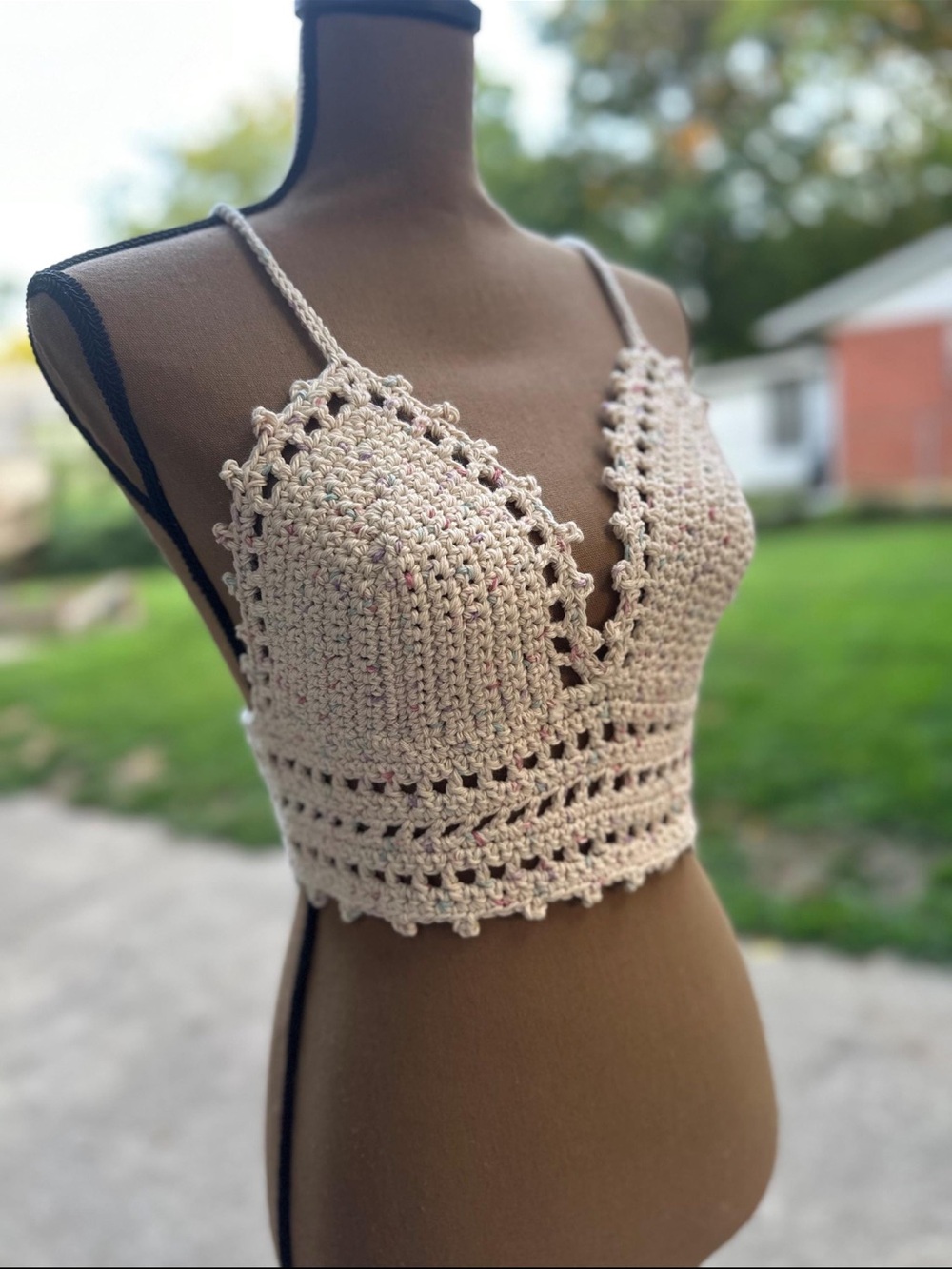 Handmade Crochet Bralette— olive 🫒 green ( see pictures and descriptions)